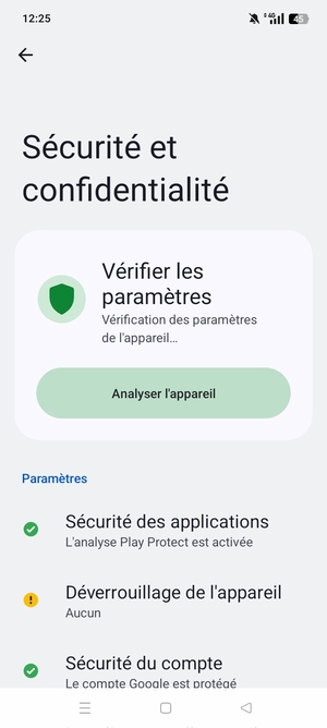 Pour activer votre écran de verrouillage, allez dans le menu Sécurité et confidentialité et sélectionnez Déverrouillage de l'appareil