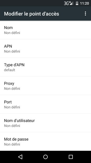 Sélectionnez le bouton du Menu