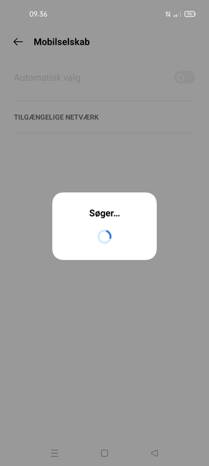 Afvent at søgningen er afsluttet