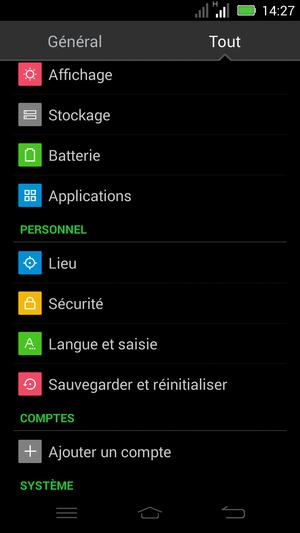 Faites défiler et sélectionnez Sécurité