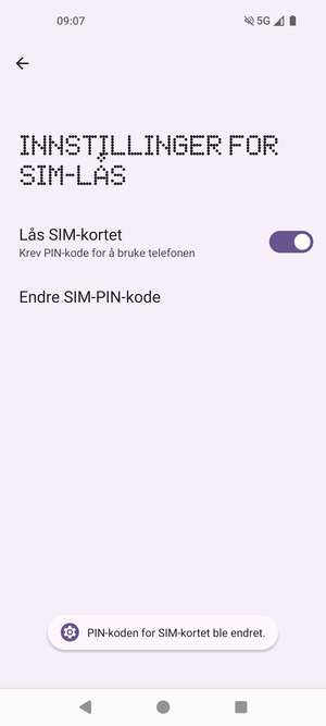 Din PIN-kode for SIM-kort er endret