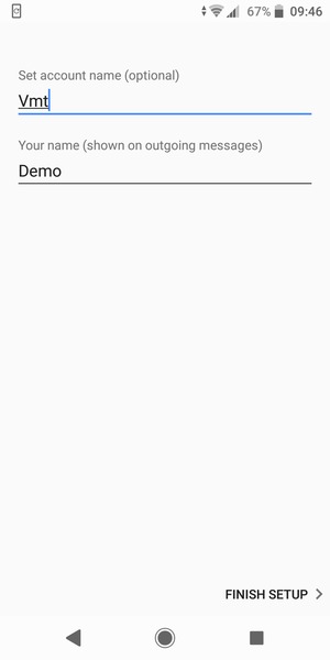 Give your account a name and enter your name. Select FINISH SETUP