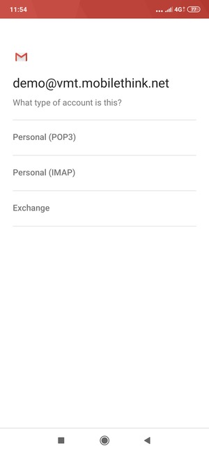 Select Personal (POP3) or Personal (IMAP)