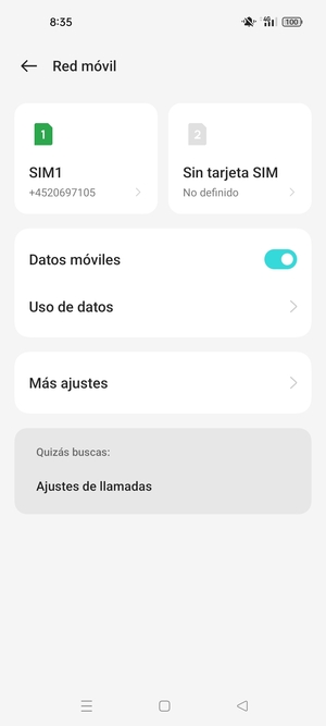 Seleccione SIM1 o SIM2