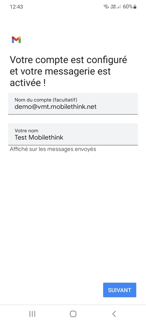 Donnez un nom à votre compte et saisissez Votre nom. Sélectionnez SUIVANT