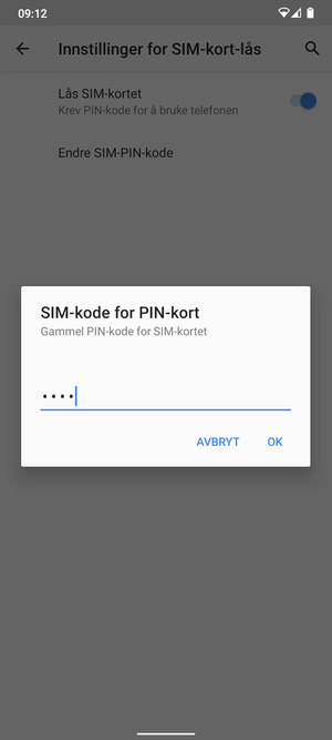 Skriv inn en Gammel PIN-kode for SIM-kort og velg OK