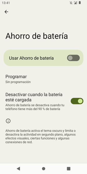 Active Usar Ahorro de batería
