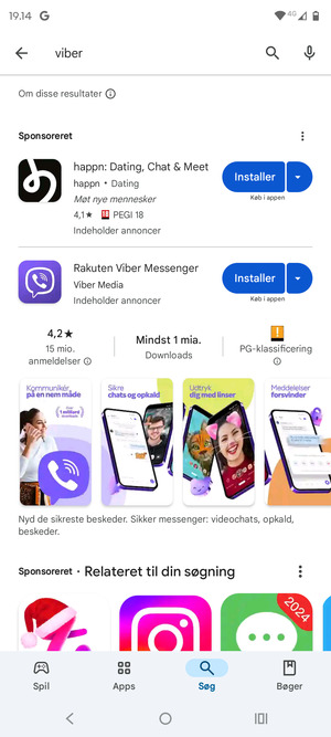 Vælg appen