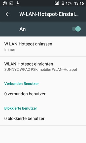 Ihr Handy ist jetzt für die Verwendung als Modem eingerichtet