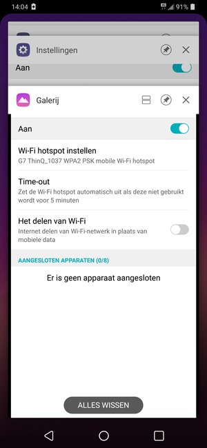 Selecteer ALLES WISSEN om alle actieve apps te sluiten
