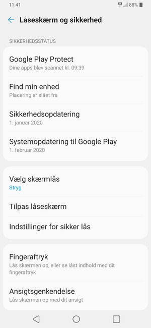 Vælg Vælg skærmlås