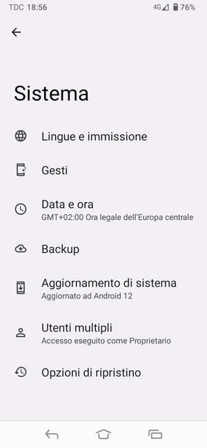 Seleziona Aggiornamento di sistema