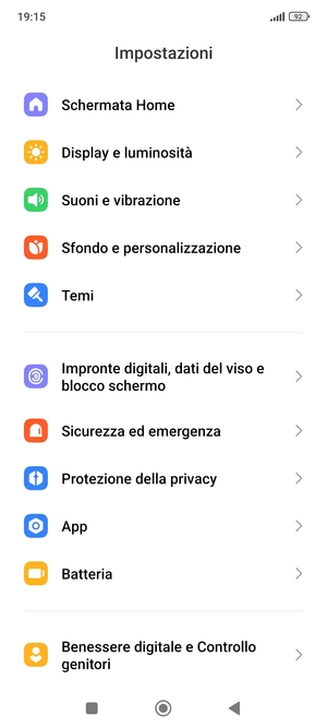 Scorri e seleziona Impronte digitali, dati del viso e blocco schermo