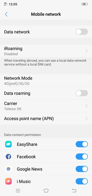 Select Access point name (APN)