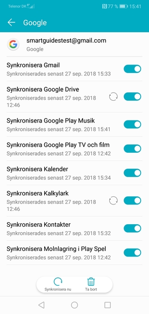 Välj Synkronisera nu