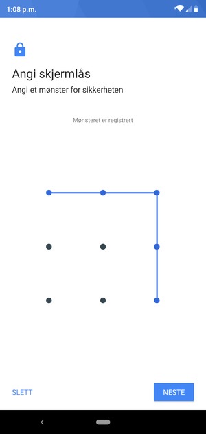 Tegn et opplåsingsmønster og velg NESTE