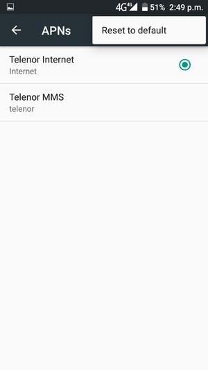 Select Reset to default