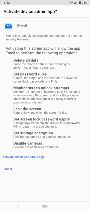 Select Activate this device admin app