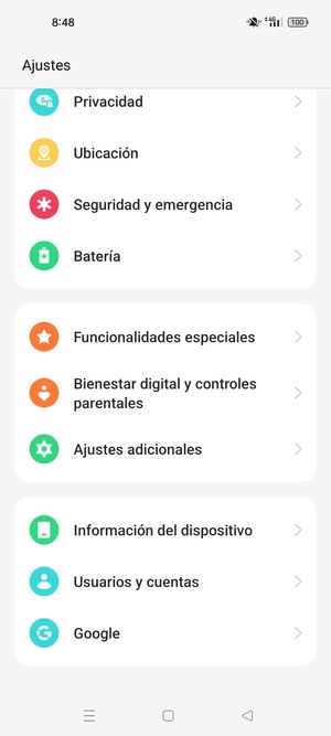 Desplácese y seleccione Información del dispositivo