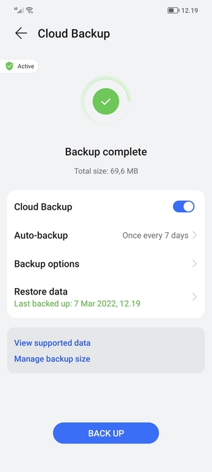 A backup is now created