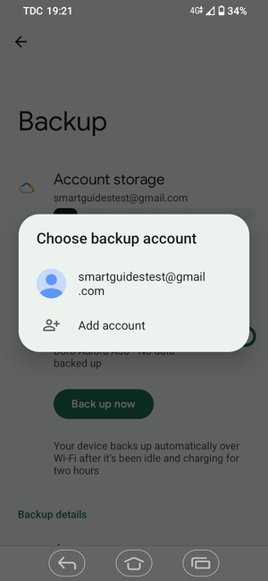 Select your backup account