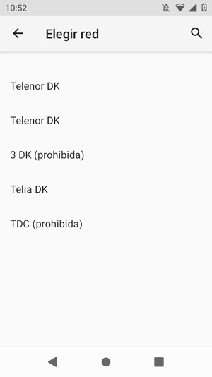 Seleccione un operador de red de la lista