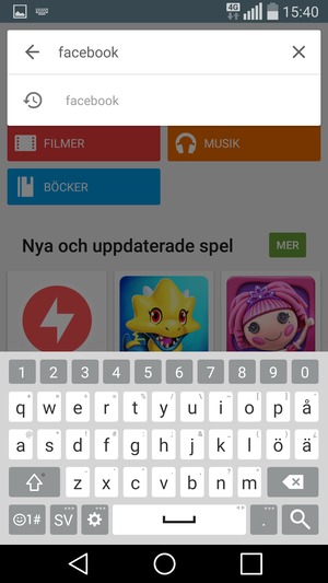 Ange app-namnet och välj Sök