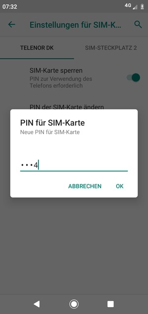 Geben Sie Ihre Neue PIN für SIM-Karte ein und wählen Sie OK