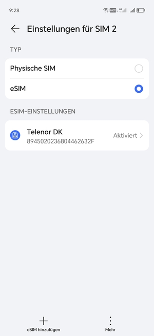 Ihre eSIM wurde
nun aktiviert