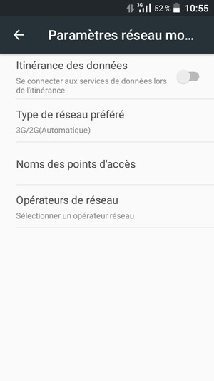 Pour changer de réseau en cas de problèmes de réseau, sélectionnez Opérateurs de réseau