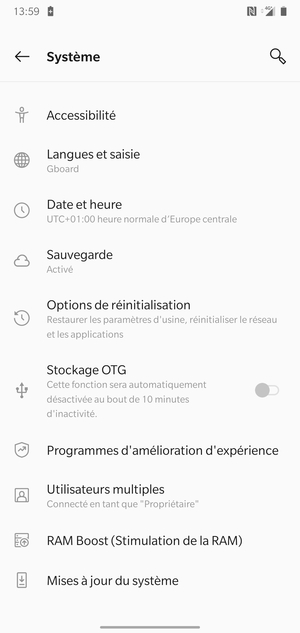 Sélectionnez Mises à jour du système