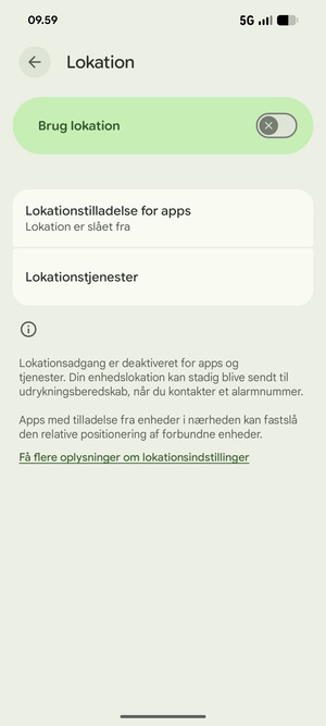 Slå Brug lokation fra