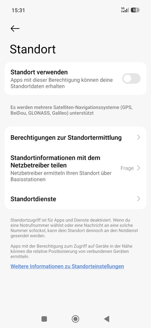 Schalten Sie Standort verwenden aus