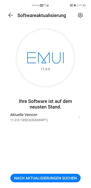 Falls Ihr Handy aktualisiert ist, wird Ihnen der folgende Bildschirm angezeigt