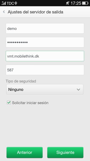 Introduzca la dirección de servidor saliente