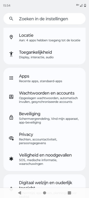 Scroll naar en selecteer Beveiliging