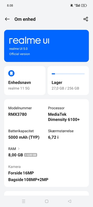 Vælg realme UI