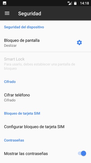 Seleccione Configurar bloqueo de tarjeta SIM