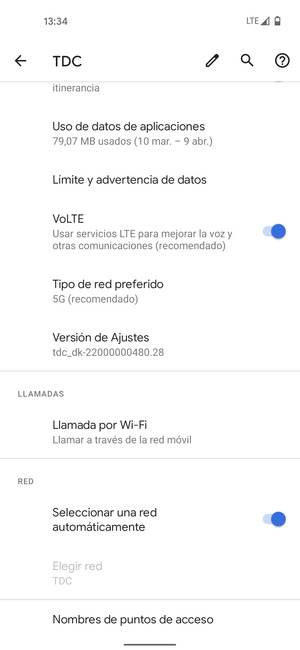 Desactive Seleccionar una red automáticamente