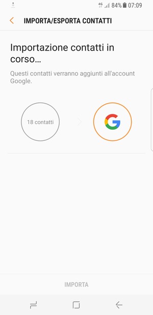 I tuoi contatti verranno salvati sul tuo account Google, e salvati sul tuo telefono la prossima volta che Google sarà sincronizzato.
