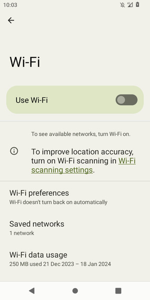 Turn Use Wi-Fi on