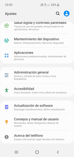 Desplácese y seleccione Actualización de software