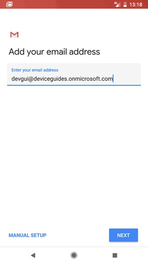 Enter your Email address and  select MANUAL SETUP