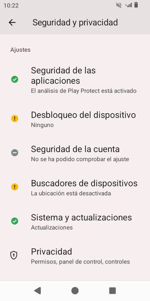 Desplácese y seleccione Desbloqueo del dispositivo