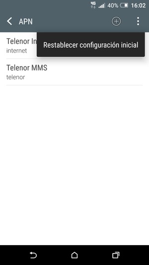 Seleccione Restablecer configuración inicial