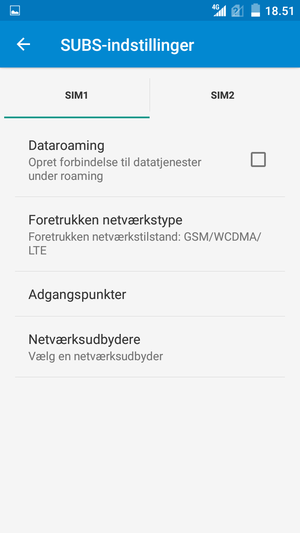 For at skifte netværk, hvis der opstår netværksproblemer, vælg Netværksudbydere
