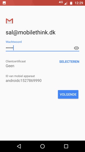 Voer uw wachtwoord in en selecteer VOLGENDE