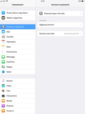 Scorri e seleziona Account e password e seleziona Aggiungi account