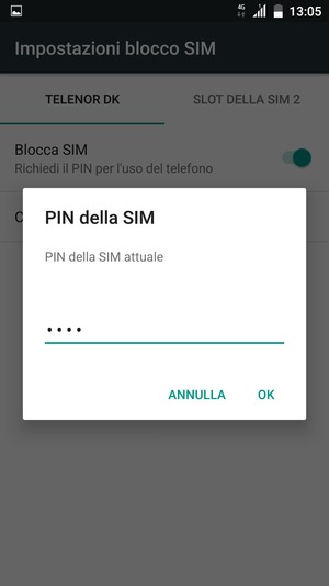 Inserisci PIN della SIM attuale e seleziona OK