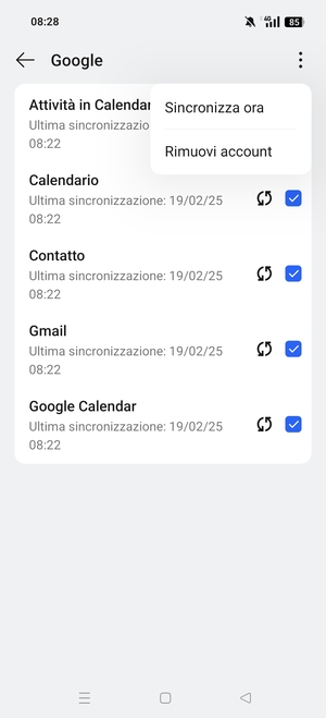 Seleziona Sincronizza ora